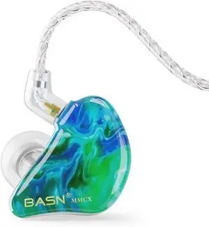 BASN 1BA+2DD Hybrid Driver in Ear Monitor Wired Headphones (Ice Green) | triple driver noise isolating iem earphones with 2 mmcx detachable cables, iem case, and memory foam tips BASN 1BA+2DD Hybrid Driver in Ear Monitor Wired Headphones (Ice Green) | triple driver noise isolating iem earphones with 2 mmcx detachable cables, iem case, and memory foam tips