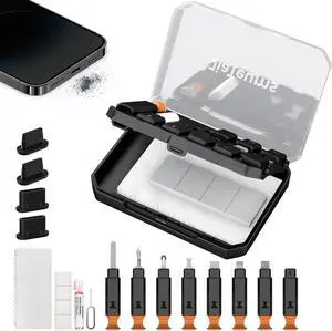Charging Port Cleaning Tool for iPhone, JiaTeums Cleaning and Repair Kit for iPhone and Airpod,Cell Phone,Laptop PC USB C Type C Charging Slot and Lightning Data Cable (Black) Charging Port Cleaning Tool for iPhone, JiaTeums Cleaning and Repair Kit for iPhone and Airpod,Cell Phone,Laptop PC USB C Type C Charging Slot and Lightning Data Cable (Black)