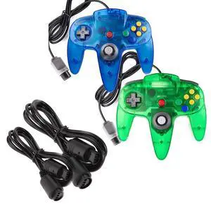 miadore 2 Pack Classic N64 Controllers (Jungle Green/Blue) Bundle with 2 Pack 6FT N64 Controller Extension Cable miadore 2 Pack Classic N64 Controllers (Jungle Green/Blue) Bundle with 2 Pack 6FT N64 Controller Extension Cable