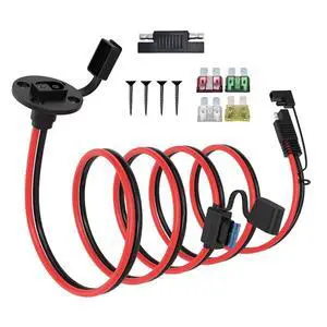 ELFCULB SAE Wall Port Cable 10AWG 5FT with Fuse for RV Charging | SAE sidewall port cable with stranded tinned copper wire for RVs, solar charging systems, and battery maintenance. ELFCULB SAE Wall Port Cable 10AWG 5FT with Fuse for RV Charging | SAE sidewall port cable with stranded tinned copper wire for RVs, solar charging systems, and battery maintenance.