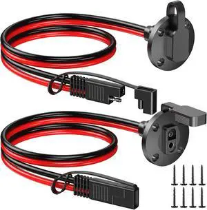 SAE Connector Power Socket Sidewall Port, 10AWG Cable Weatherproof Cable Quick Connect Panel Mount Universal Flush Mount Adapter for Solar Generator Battery Charger (2 Pack) SAE Connector Power Socket Sidewall Port, 10AWG Cable Weatherproof Cable Quick Connect Panel Mount Universal Flush Mount Adapter for Solar Generator Battery Charger (2 Pack)