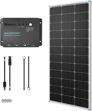 Renogy 100W 12V Solar Panel Starter Kit, 100 Watt Monocrystalline Solar Panel, 30A LCD PWM Charger Controller, Adaptor Kit, Tray Cables, Z Brackets for RV, Camper, and Other Off Grid Applications Renogy 100W 12V Solar Panel Starter Kit, 100 Watt Monocrystalline Solar Panel, 30A LCD PWM Charger Controller, Adaptor Kit, Tray Cables, Z Brackets for RV, Camper, and Other Off Grid Applications