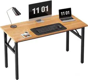 Need Home Office Desk 47 inches Folding Computer Table Workstation No Install, Teak and Black Need Home Office Desk 47 inches Folding Computer Table Workstation No Install, Teak and Black