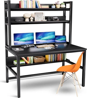 Aquzee Desk with Hutch, Computer Desk with Shelves, 55 Inch Aquzee Desk with Hutch, Computer Desk with Shelves, 55 Inch
