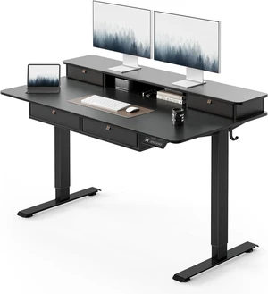 FEZIBO 48 x 24 inch Standing Electric Desk with Drawers, Black FEZIBO 48 x 24 inch Standing Electric Desk with Drawers, Black