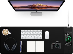 Mouse Pad with Wireless Charging, Black Mousepad Long Desk Mat, Large Gaming Mouse Pad, Soft Mouse Pad Gaming Desk Pad with Non-Slip Rubber Base, Extended Computer Keyboard Mat Office Mice Pad Mouse Pad with Wireless Charging, Black Mousepad Long Desk Mat, Large Gaming Mouse Pad, Soft Mouse Pad Gaming Desk Pad with Non-Slip Rubber Base, Extended Computer Keyboard Mat Office Mice Pad