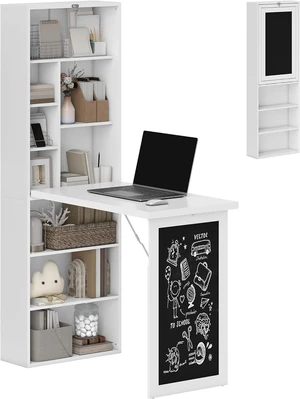 HOMCOM Foldable Convertible Writing Table Space-Saving Computer Desk White HOMCOM Foldable Convertible Writing Table Space-Saving Computer Desk White