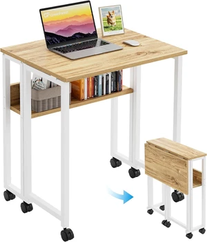 GreenForest Folding Desk with Wheels, 24.8" Rolling Table for Small Spaces GreenForest Folding Desk with Wheels, 24.8" Rolling Table for Small Spaces