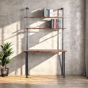 Industrial Style Office Decor,Computer Desk 47.2"×20"×79" with 2-Tier Storage Pipe Shelves,Bookshelf Laptop Desk,Studying Writing Table Workstation with Hutch for Home Ofiice Industrial Style Office Decor,Computer Desk 47.2"×20"×79" with 2-Tier Storage Pipe Shelves,Bookshelf Laptop Desk,Studying Writing Table Workstation with Hutch for Home Ofiice