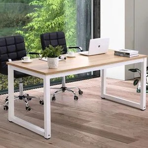 NSdirect Modern Computer Desk 63 Inch Large Office Desk, Writing Study Table for Home Office Desk Workstation Wide Metal Sturdy Frame Thicker Steel Legs, White NSdirect Modern Computer Desk 63 Inch Large Office Desk, Writing Study Table for Home Office Desk Workstation Wide Metal Sturdy Frame Thicker Steel Legs, White
