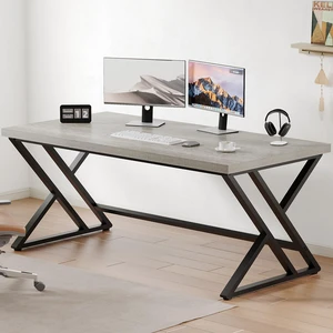 LVB 60 Inch Grey Modern Computer Office Desk Metal & Wood Writing Desks LVB 60 Inch Grey Modern Computer Office Desk Metal & Wood Writing Desks