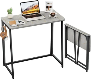 WOHOMO Folding Desk, 31.5" Foldable Computer Table for Small Spaces, Grey WOHOMO Folding Desk, 31.5" Foldable Computer Table for Small Spaces, Grey