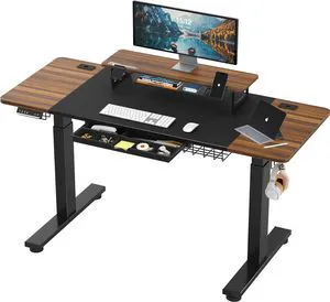 SHW 62-Inch Electric Height Adjustable Standing Desk, Walnut SHW 62-Inch Electric Height Adjustable Standing Desk, Walnut