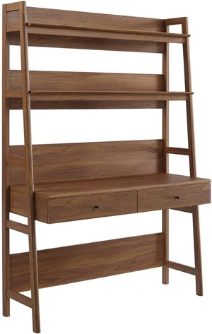 Modway Bixby Home Office Desk with Bookshelf in Walnut Modway Bixby Home Office Desk with Bookshelf in Walnut