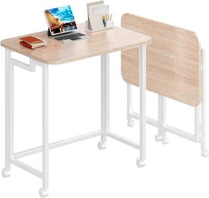 4NM 23.6" Mobile Small Rolling Computer Desk, Folding Laptop Cart Table with Wheels, Portable Office Desk for Small Space Couch Bed - Natural and White 4NM 23.6" Mobile Small Rolling Computer Desk, Folding Laptop Cart Table with Wheels, Portable Office Desk for Small Space Couch Bed - Natural and White