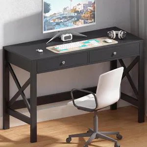 ChooChoo 39.4 Inches Farmhouse Computer Desk with 2 Drawers ChooChoo 39.4 Inches Farmhouse Computer Desk with 2 Drawers