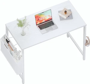 Pamray 32 Inch Computer Desk Small Spaces Desk with Storage Bag for Bedroom Writing and Home Office Work Small Study Desk Table White Pamray 32 Inch Computer Desk Small Spaces Desk with Storage Bag for Bedroom Writing and Home Office Work Small Study Desk Table White