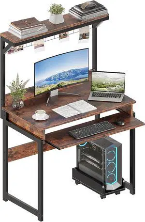 ALISENED 31.5" Small Computer Desk with Hutch & Keyboard Tray ALISENED 31.5" Small Computer Desk with Hutch & Keyboard Tray