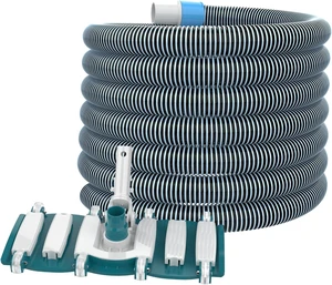POOLWHALE Professional 1-1/2-Inch x 30-Feet Swimming Pool Vacuum Hoses and Weighted Rotatable Handle Vacuum Head with Wheels, Perfect for Above Ground and Inground Pools POOLWHALE Professional 1-1/2-Inch x 30-Feet Swimming Pool Vacuum Hoses and Weighted Rotatable Handle Vacuum Head with Wheels, Perfect for Above Ground and Inground Pools