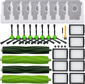 26 Pack Replacement Parts Accessories Compatible for iRobot Roomba i3 i3+ i7 i7+ i4 i6 i6+i8 i8+/Plus E5 E6 E7 J7 i5+j5+ I,E&J Series Vacuum Cleaner 2 Roller Brush & 8 Filters & 8 Side Brushes &8 bags 26 Pack Replacement Parts Accessories Compatible for iRobot Roomba i3 i3+ i7 i7+ i4 i6 i6+i8 i8+/Plus E5 E6 E7 J7 i5+j5+ I,E&J Series Vacuum Cleaner 2 Roller Brush & 8 Filters & 8 Side Brushes &8 bags