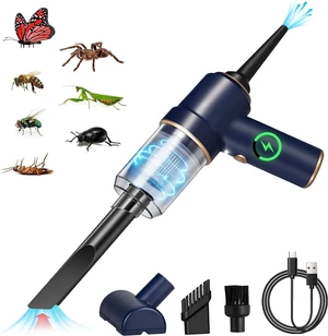 Bug Vacuum with Long Nozzle: 5 in 1 Handheld Cordless Car Vacuum Cleaner for Adults Car Home Office Garden, Rechargeable Strong Suction Insect Catcher for Spider Moth,Stink Bug (Blue) Bug Vacuum with Long Nozzle: 5 in 1 Handheld Cordless Car Vacuum Cleaner for Adults Car Home Office Garden, Rechargeable Strong Suction Insect Catcher for Spider Moth,Stink Bug (Blue)