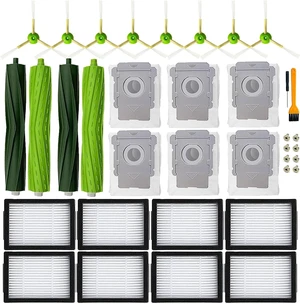 Replacement Parts for iRobot Roomba i3 i3+ i7 i7+ i4 i4+ i5 i5+ j5 j5+J7 i2 i6 i6+i8 i8+/Plus E5 E6 E7 I & E & J Series Vacuum Cleaner,2 Set Rubber Brushes,8 Filters,8 Side Brushes,6 Bags Replacement Parts for iRobot Roomba i3 i3+ i7 i7+ i4 i4+ i5 i5+ j5 j5+J7 i2 i6 i6+i8 i8+/Plus E5 E6 E7 I & E & J Series Vacuum Cleaner,2 Set Rubber Brushes,8 Filters,8 Side Brushes,6 Bags