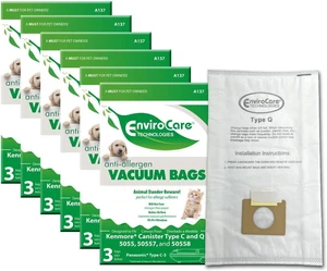 Envirocare Replacement Allergen Filtration Vacuum Cleaner Dust Bags made to fit Kenmore Canister Type C or Q 50555, 50558, 50557 and Panasonic Type C-5 18 pack Envirocare Replacement Allergen Filtration Vacuum Cleaner Dust Bags made to fit Kenmore Canister Type C or Q 50555, 50558, 50557 and Panasonic Type C-5 18 pack