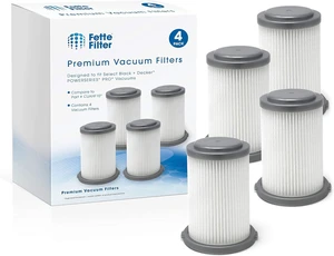 Fette Filter - 4 Pack CUAHF10 Vacuum Filters Compatible with Black + Decker POWERSERIES PRO 2in1 Cordless Vacuums HCUA525 Series. Compare to Part # CUAHF10 Fette Filter - 4 Pack CUAHF10 Vacuum Filters Compatible with Black + Decker POWERSERIES PRO 2in1 Cordless Vacuums HCUA525 Series. Compare to Part # CUAHF10