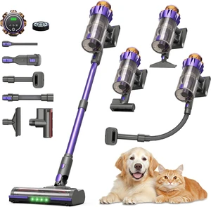 Cordless Vacuum Cleaner pet Hair, 600W 55kPa up to70Mins Stick Vacuum Cleaners for Home with Pet Brush, Self-Standing and Touch Screen, Cordless Vacuum Cleaner pet Hair, 600W 55kPa up to70Mins Stick Vacuum Cleaners for Home with Pet Brush, Self-Standing and Touch Screen,