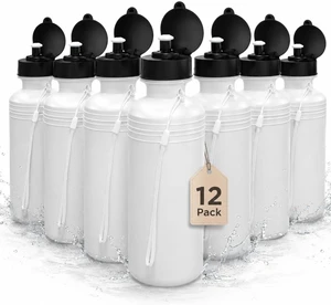 4E's Novelty Sports Water Bottles Bulk (12 Pack) 18 oz Squeeze Reusable Plastic White School Bike Water Bottle for Kids, BPA Free, Party Favor Giveaways, ee, School Kids Bottles 4E's Novelty Sports Water Bottles Bulk (12 Pack) 18 oz Squeeze Reusable Plastic White School Bike Water Bottle for Kids, BPA Free, Party Favor Giveaways, ee, School Kids Bottles