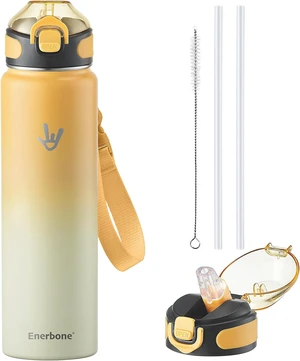 Enerbone 32 oz Insulated Water Bottle, Stainless Steel Bottle with Carrying Strap, Double-Wall Vacuum Insulation Design, Leakproof Sports Bottle with Straw, Keep Drinks Cold or Hot for Hours Enerbone 32 oz Insulated Water Bottle, Stainless Steel Bottle with Carrying Strap, Double-Wall Vacuum Insulation Design, Leakproof Sports Bottle with Straw, Keep Drinks Cold or Hot for Hours