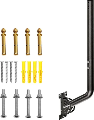 28" Heavy Duty Adjustable Antenna Wall Mount Iron Spray Paint J-Pole Solid Mast Bracket for Starlink (Adapter Required), TV Antennas, Weather Stations 1.38" OD Pivot Base (Black) 28" Heavy Duty Adjustable Antenna Wall Mount Iron Spray Paint J-Pole Solid Mast Bracket for Starlink (Adapter Required), TV Antennas, Weather Stations 1.38" OD Pivot Base (Black)