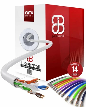 DRIPSTONE CAT6 1000ft Bulk Ethernet Cable 23AWG Solid CCA UTP 0.57mm White DRIPSTONE CAT6 1000ft Bulk Ethernet Cable 23AWG Solid CCA UTP 0.57mm White