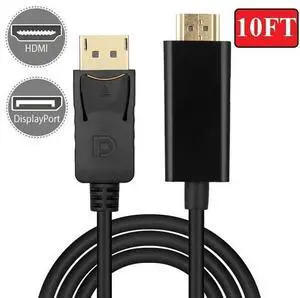 10FT Display Port DP to HDMI Cable Adapter Converter Audio Video PC HDTV 1080P 10FT Display Port DP to HDMI Cable Adapter Converter Audio Video PC HDTV 1080P