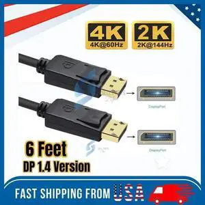 Display Port to Display Port Cable DP to DP 4K 60Hz High Speed Video Audio 6 ft Display Port to Display Port Cable DP to DP 4K 60Hz High Speed Video Audio 6 ft