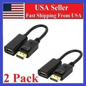 2X Display Port to HDMI Male Female Adapter Converter Cable DP to HDMI 2X Display Port to HDMI Male Female Adapter Converter Cable DP to HDMI