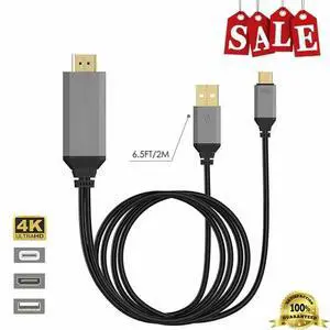 MHL USB-C Type C to HDMI USB A HD TV Cable Adapter For Android Phones Tablet BLK MHL USB-C Type C to HDMI USB A HD TV Cable Adapter For Android Phones Tablet BLK