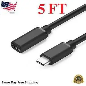 New 4.9 Feet Type C USB 3.1 Male to USB-C Female Extension Data Cable Cord Black New 4.9 Feet Type C USB 3.1 Male to USB-C Female Extension Data Cable Cord Black