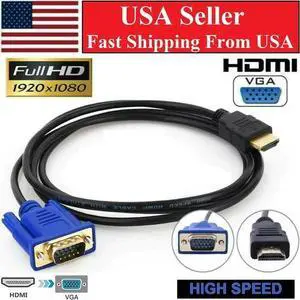 HDMI Male to VGA Male Video Converter Adapter Cable for PC DVD 1080p HDTV 6FT HDMI Male to VGA Male Video Converter Adapter Cable for PC DVD 1080p HDTV 6FT
