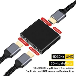 HDMI Splitter 1 In 2 Out 4KUHD HDMI Splitter For Dual Monitors Duplicate/Mirror HDMI Splitter 1 In 2 Out 4KUHD HDMI Splitter For Dual Monitors Duplicate/Mirror
