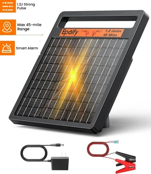 45 Miles Solar Electric Fence Charger Day Night Mode 24H Energizer for Livestock 45 Miles Solar Electric Fence Charger Day Night Mode 24H Energizer for Livestock