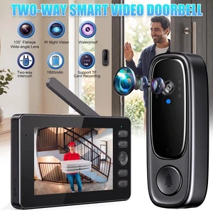 Wireless Smart Video Doorbell 4.3" Monitor Camera IR Night Vision 2Way Audio Wireless Smart Video Doorbell 4.3" Monitor Camera IR Night Vision 2Way Audio