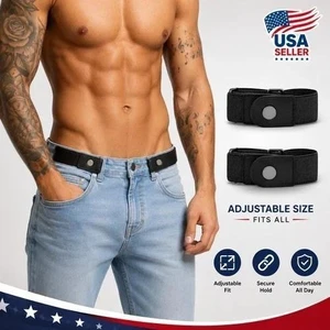 2 Pack No Buckle Elastic Belt Invisible Loop Belt for Jeans Pants Man 2 Pack No Buckle Elastic Belt Invisible Loop Belt for Jeans Pants Man