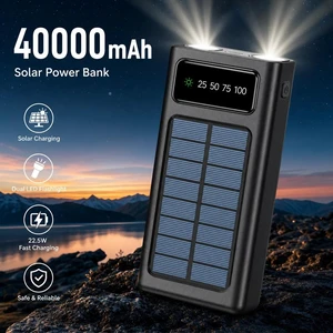 40000mAh Solar Power Bank Portable Charger LED Flashlight W/ 4 Cables Universal 40000mAh Solar Power Bank Portable Charger LED Flashlight W/ 4 Cables Universal