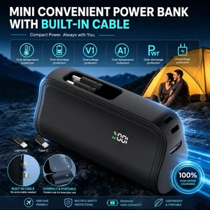 10000mAh Mini Power Bank Portable Battery Charger 2 Cables For iPhone & Android 10000mAh Mini Power Bank Portable Battery Charger 2 Cables For iPhone & Android