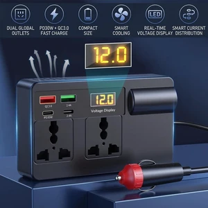 200W Car Power Inverter 12V/24V to 110V AC Converter w/ Digital Display & QC 3.0 200W Car Power Inverter 12V/24V to 110V AC Converter w/ Digital Display & QC 3.0