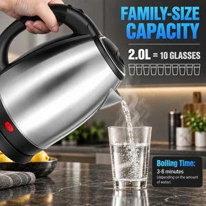 1000W Electric Tea Kettle Coffee Pot Hot Water Fast Boil Stainless Steel 2.0L 1000W Electric Tea Kettle Coffee Pot Hot Water Fast Boil Stainless Steel 2.0L