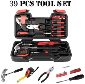 Portable 39pcs Red Basic Tool Set Household Mechanics Tool Kit with Carry Box Portable 39pcs Red Basic Tool Set Household Mechanics Tool Kit with Carry Box