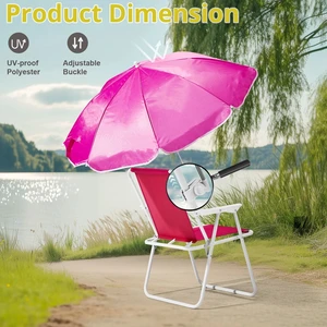 Portable Folding Pink 1 Piece Outdoor Beach Chair with UV Umbrella 265 LBS Portable Folding Pink 1 Piece Outdoor Beach Chair with UV Umbrella 265 LBS