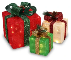 3 PCS Christmas Lighted Gift Boxes LED Light Up Present Boxes Home Decor 3 PCS Christmas Lighted Gift Boxes LED Light Up Present Boxes Home Decor